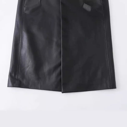 Women Loose-Fit Faux Leather Coat