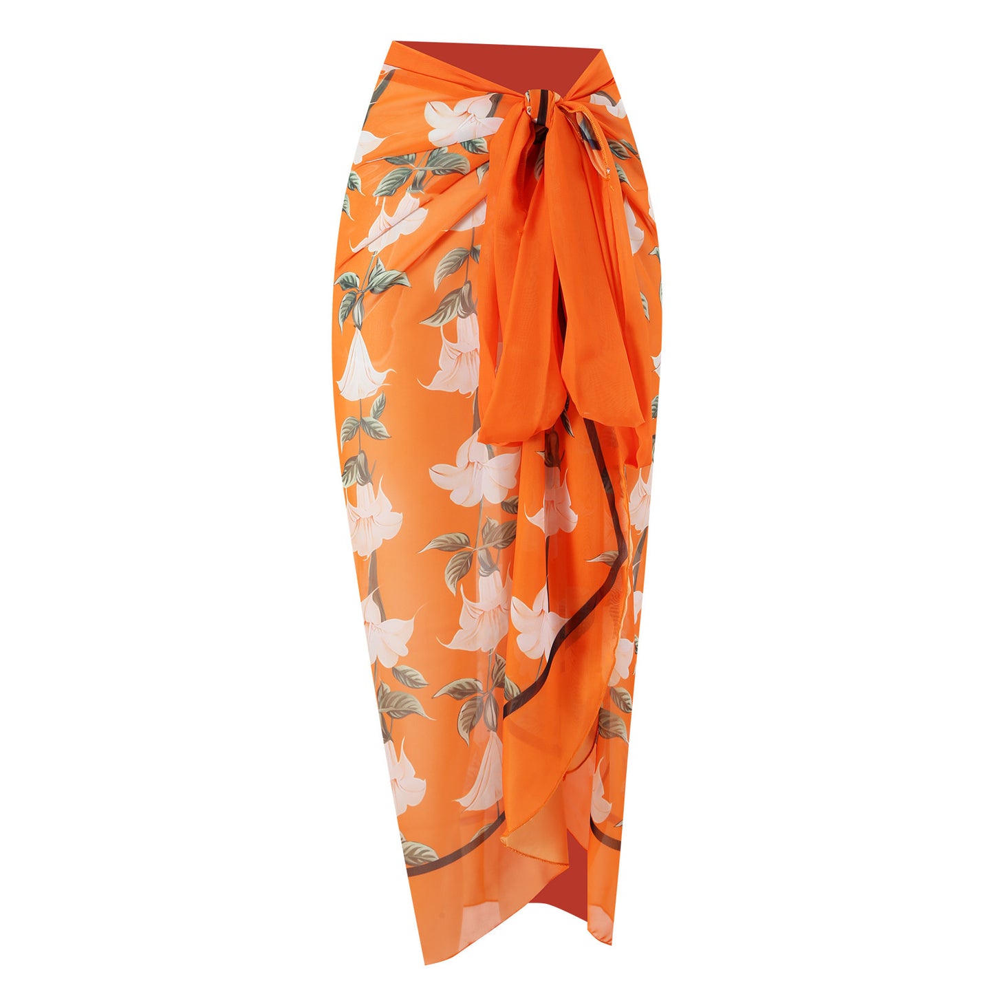 Vintage high waist split three-piece swimsuit women's bikini swimsuit chiffon beach skirt set