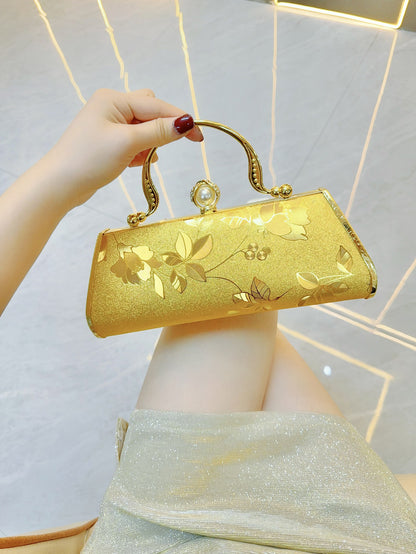 Bolsa de cena hecha a mano con pedrería, bolsa para vestido de cóctel, bolsa de fiesta con asa de mano