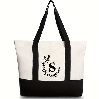 Bolso bandolera de lona, ​​bolso tote de gran capacidad con estampado de letras, bolso de regalo portátil y ligero de moda para mujer 