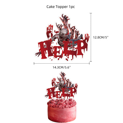 Halloween horror-themed haunted house holiday party decoration set flag background cloth card balloon honeycomb ornament