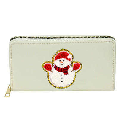 Cartera bordada con el alfabeto para mujer, monedero largo, tarjetero de nailon con cremallera, monedero multifuncional 