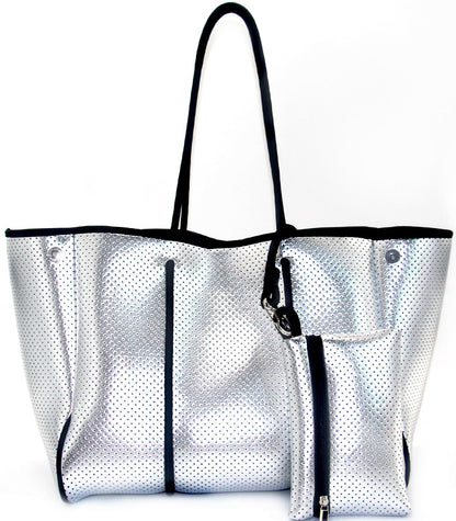 Neoprene Perforated Beach Bucket Bag – Two-in-One Mother-Child Tote, Large Swimming Sand-Proof Purse