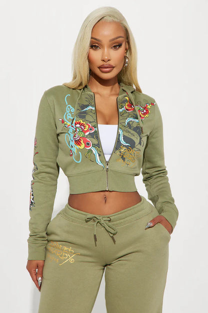Graffiti print pattern women's high street y2k short sweater set