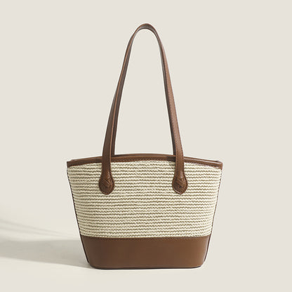 Bolso tote de ganchillo, bolso de hombro retro de verano, bolso de paja de gran capacidad, bolso tote minimalista grande 