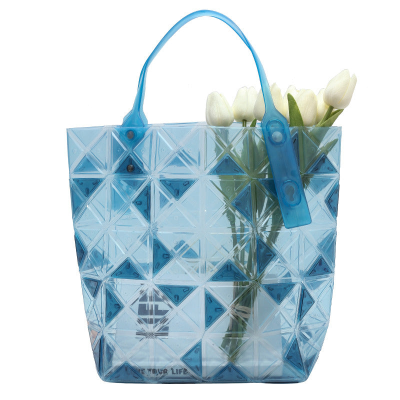 Transparent Crystal Bag for Women Grid Pattern