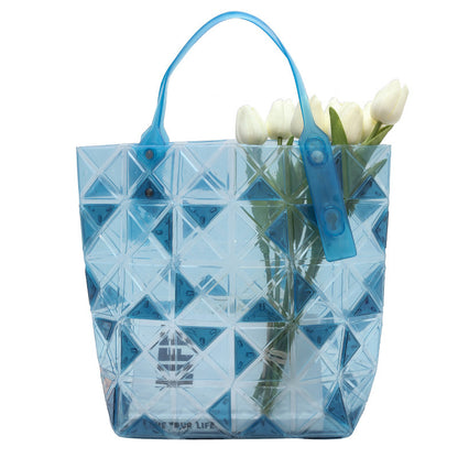 Transparent Crystal Bag for Women Grid Pattern