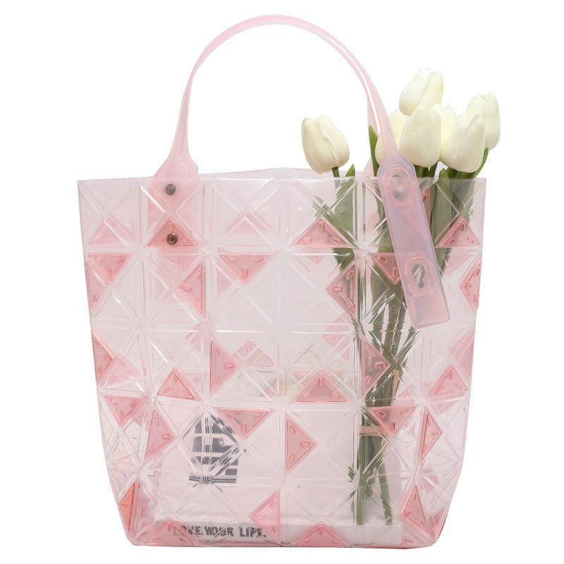 Transparent Crystal Bag for Women Grid Pattern