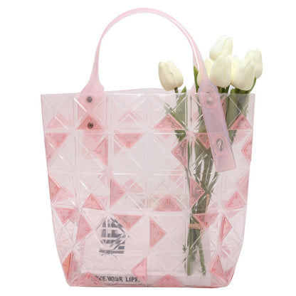 Transparent Crystal Bag for Women Grid Pattern