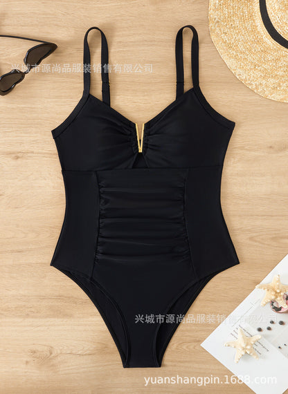 Women's One Piece Swimsuit Solid Color with Padded Bra Bathing Suit for Swimming