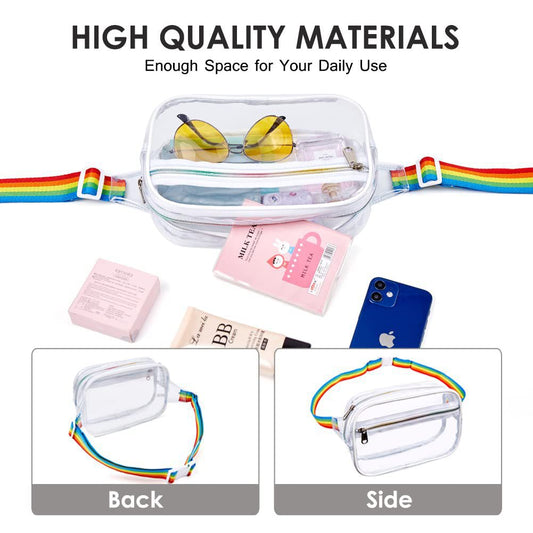Riñonera transparente de PVC – Riñonera cruzada con correa ajustable para el hombro, ideal para deportes y viajes – Bolso de pecho impermeable con diseño elegante 