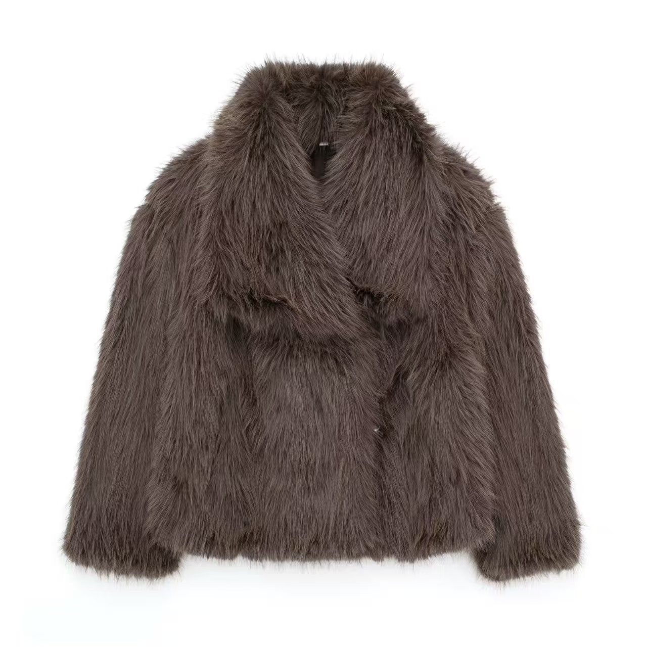 Women's Faux Fur Coat with Large Lapel