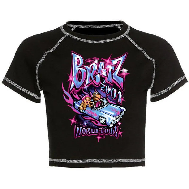 Women's Y2K Gothic Cartoon Print T-Shirt