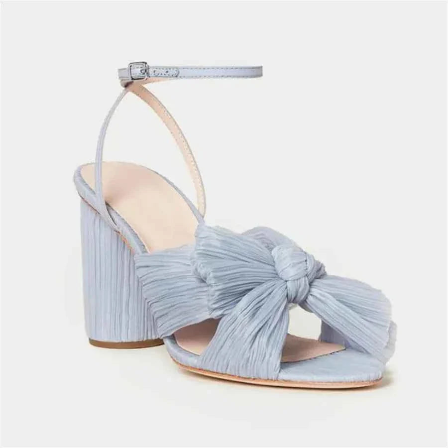 Summer High Quality Open Umbilical Bow High Heels Women's Sandals Party Dress Wedding Shoes