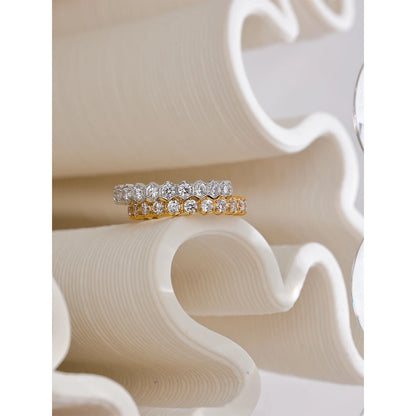 Exquisite White Cubic Zirconia Bling Stainless Steel Classic Thin Chic Ring Luxury Engagement Wedding Fashion Jewelry Gift