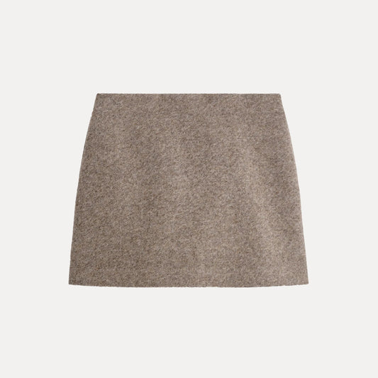 Falda midi marrón de corte A para mujer