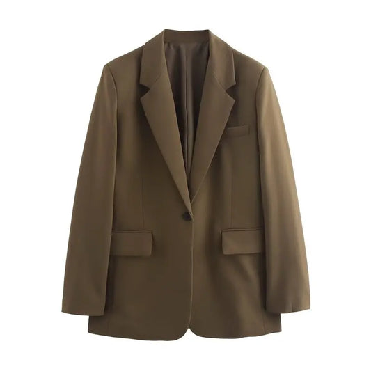 Women's Long Turn-Down Collar Blazer Jacket