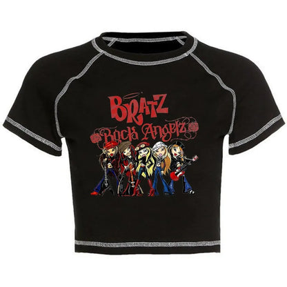 Women's Y2K Gothic Cartoon Print T-Shirt