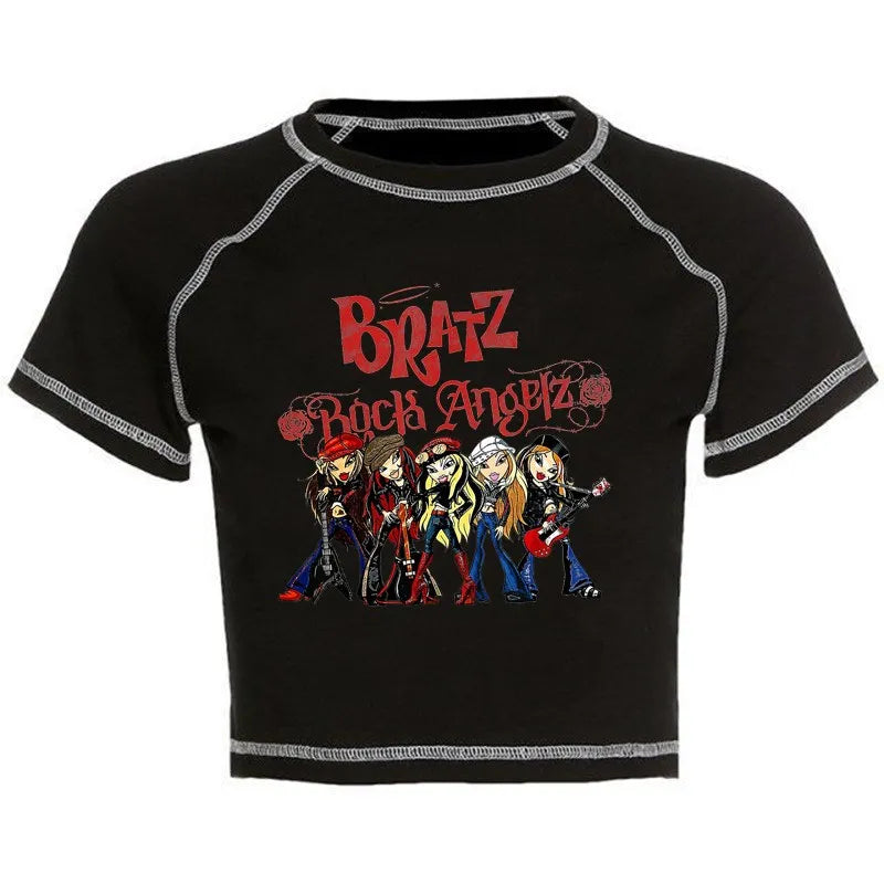 Women's Y2K Gothic Cartoon Print T-Shirt Trendy