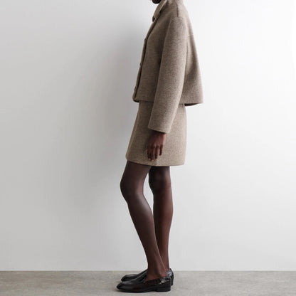 Falda midi marrón de corte A para mujer