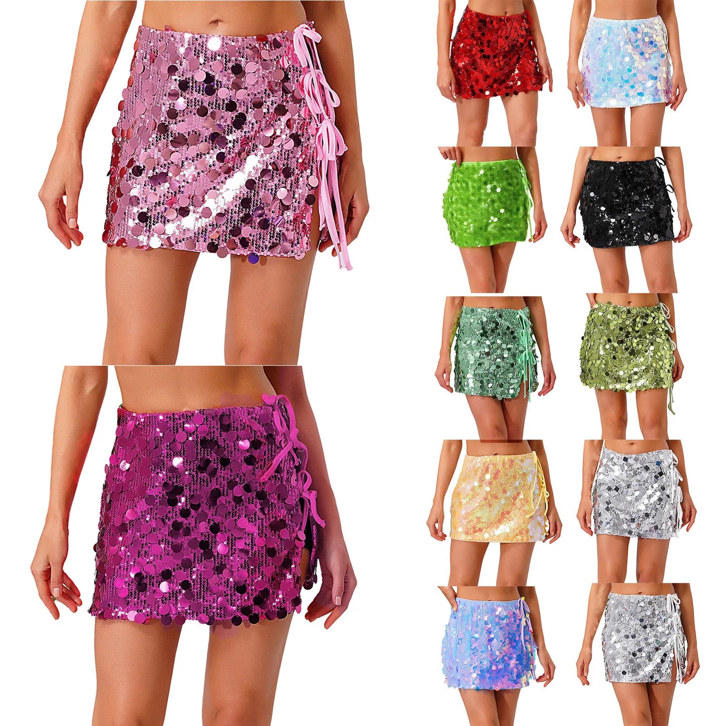 Minifalda ajustada con lentejuelas para mujer