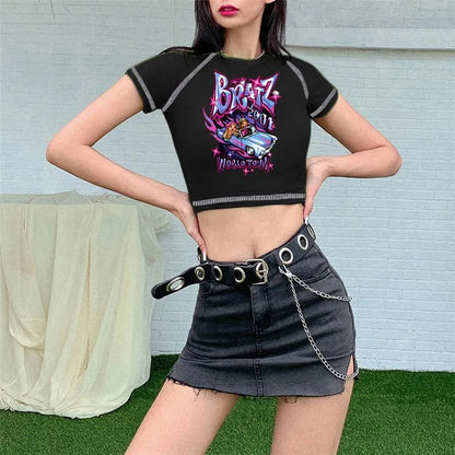 Women's Y2K Gothic Cartoon Print T-Shirt Trendy