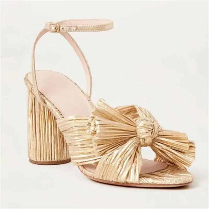 Summer High Quality Open Umbilical Bow High Heels Women's Sandals Party Dress Wedding Shoes