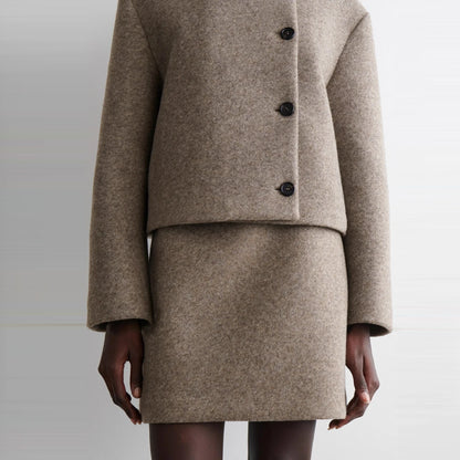 Falda midi marrón de corte A para mujer