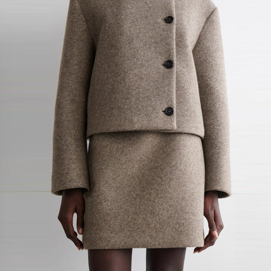 Falda midi marrón de corte A para mujer