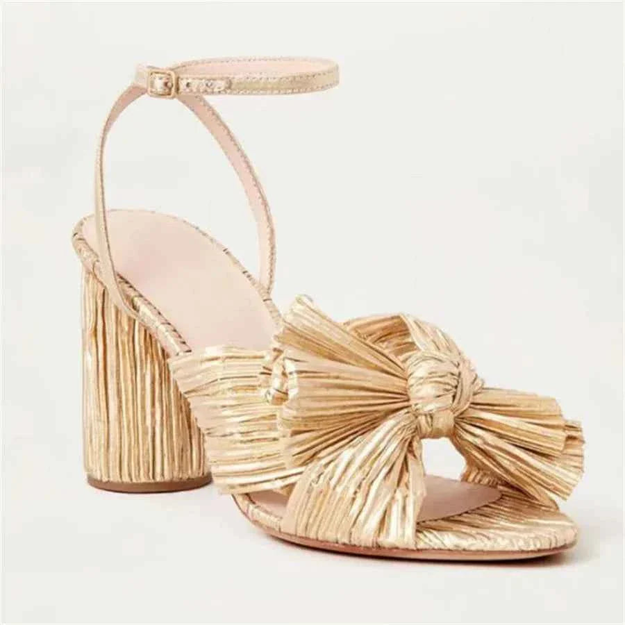 Summer High Quality Open Umbilical Bow High Heels Women's Sandals Party Dress Wedding Shoes