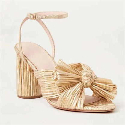 Summer High Quality Open Umbilical Bow High Heels Women's Sandals Party Dress Wedding Shoes
