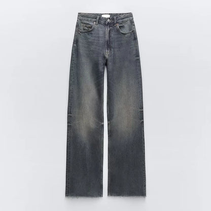 Women's High Waist Wide Leg Denim Pants