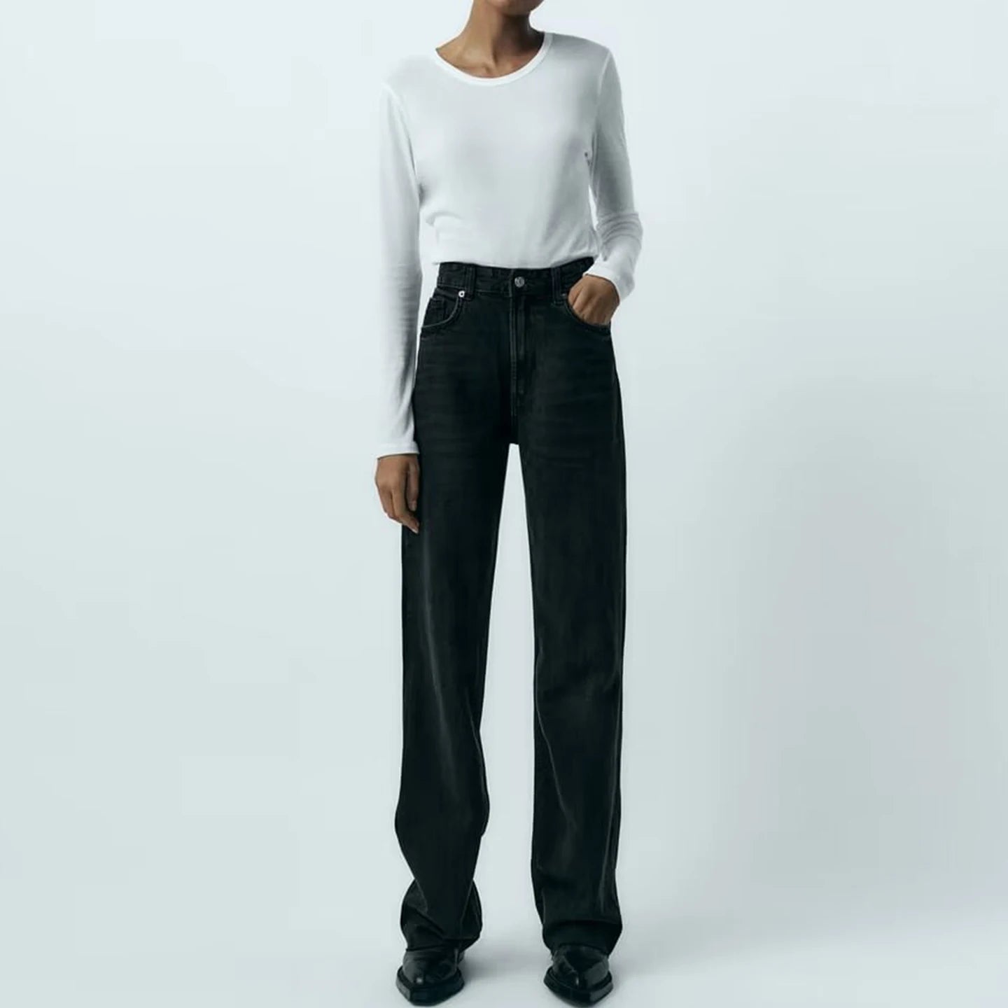 Women's High Waist Wide Leg Denim Pants