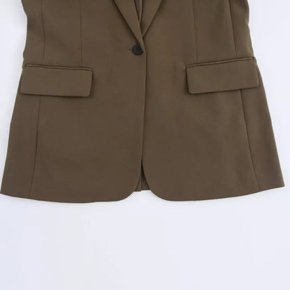 Chaqueta blazer larga con cuello vuelto para mujer