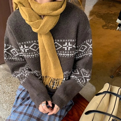 Suéter de punto con estampado geométrico para mujer