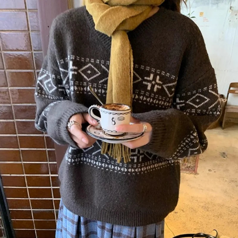 Women's Sweater Geometric Pattern Knit