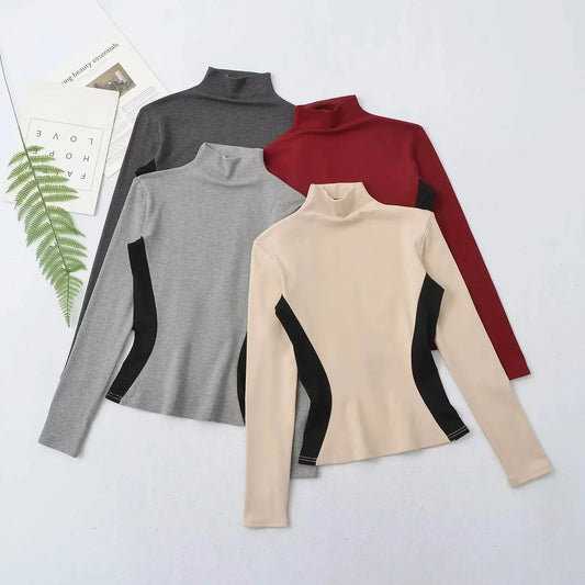 Women's High Neck Slim Fit Fleece Base Layer Top