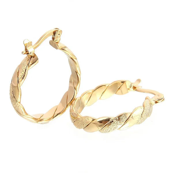 Vintage Metal Hand Engraved Butterfly Pattern Hoop Earrings Classic Women's Gold Plated Hook Drop Earrings