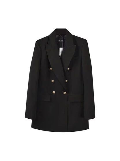 Blazer cruzado de mujer - Prenda exterior vintage de manga larga con bolsillos