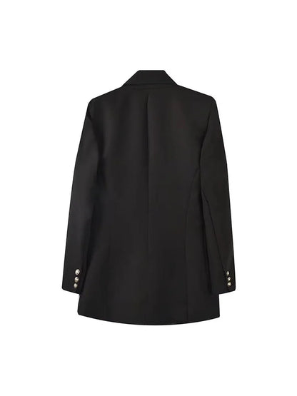 Blazer cruzado de mujer - Prenda exterior vintage de manga larga con bolsillos