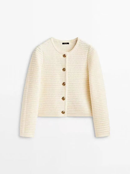 Women's Knitted Cardigan - Retro Long Sleeve Button Casual Top