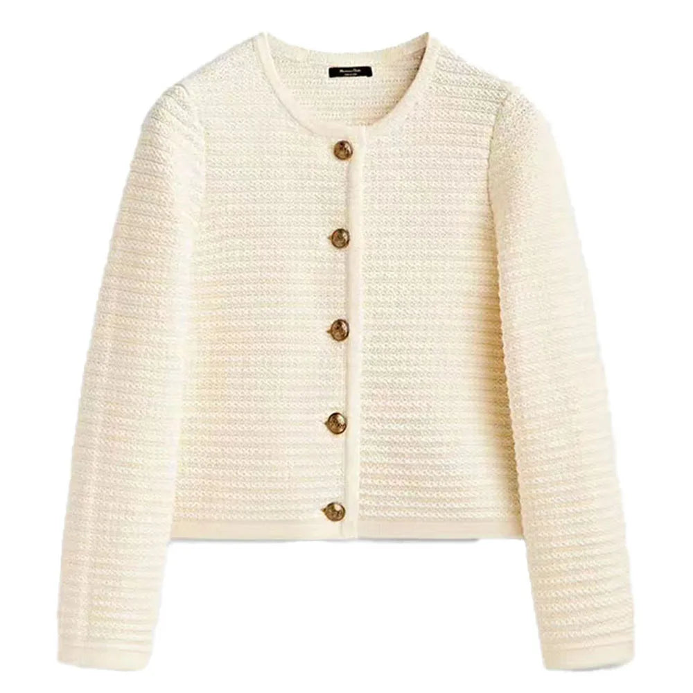 Women's Knitted Cardigan - Retro Long Sleeve Button Casual Top