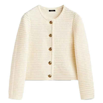 Women's Knitted Cardigan - Retro Long Sleeve Button Casual Top