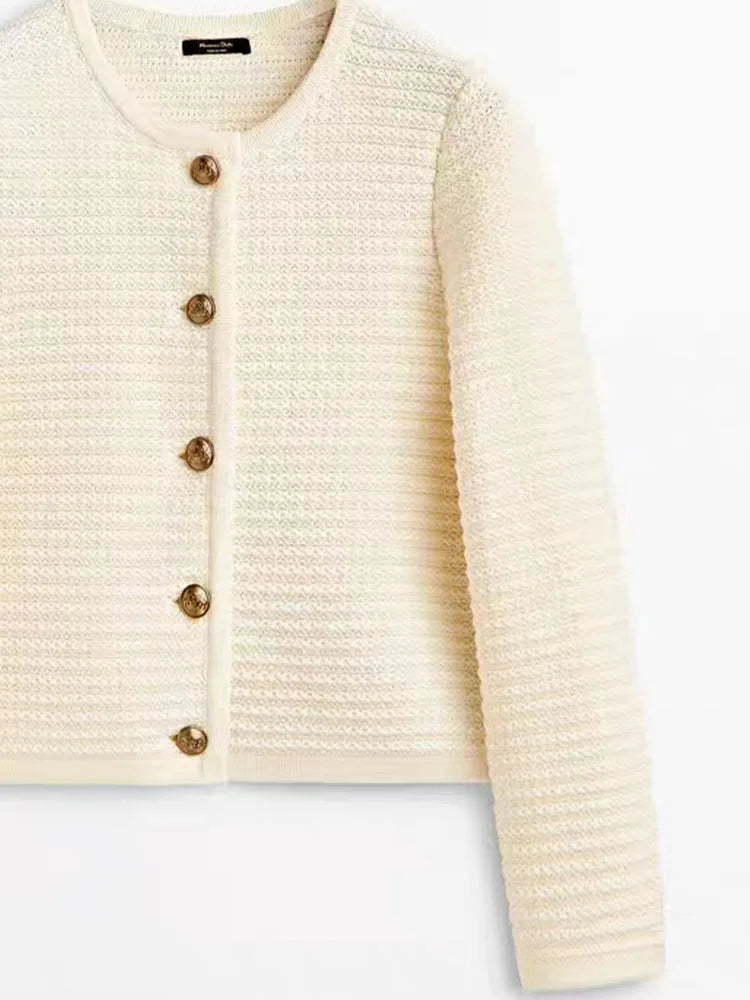 Women's Knitted Cardigan - Retro Long Sleeve Button Casual Top