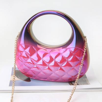 Bolso acrílico brillante tipo concha, bolso de noche brillante y colorido, bolso de mano informal, bolso de fiesta, bolso de graduación, bolso de fiesta, bolsos de graduación, bolso de mano. 