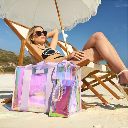 Bolso tote transparente para mujer, de gran capacidad y colorido; bolso de playa impermeable, bolsa de natación, bolsa impermeable para guardar el móvil, bolso transparente para eventos en estadios. 