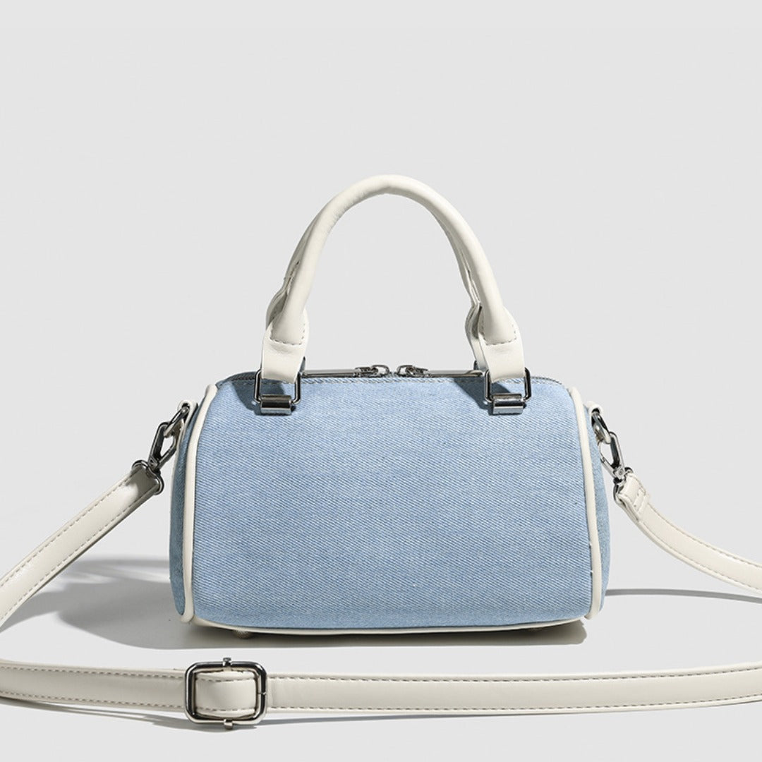 Bolso Boston para mujer, bolso tote pequeño rosa con diseño de empalme, bolso de moda versátil para chica 