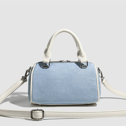 Bolso Boston para mujer, bolso tote pequeño rosa con diseño de empalme, bolso de moda versátil para chica 