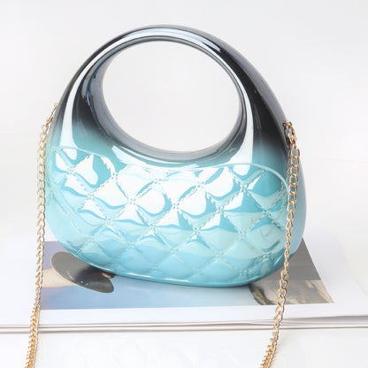 Bolso acrílico brillante tipo concha, bolso de noche brillante y colorido, bolso de mano informal, bolso de fiesta, bolso de graduación, bolso de fiesta, bolsos de graduación, bolso de mano. 
