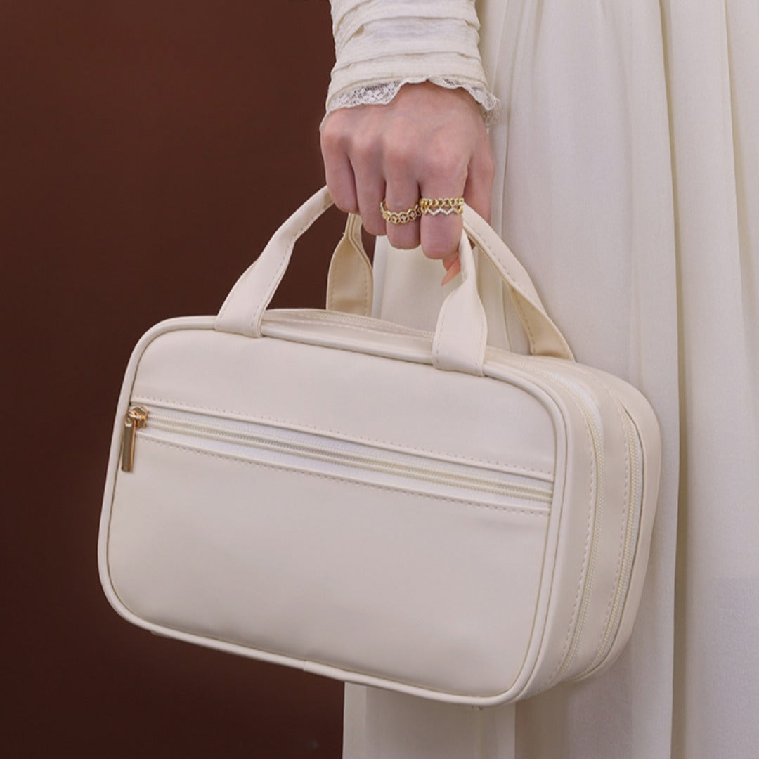 Double layer portable cosmetic bag, large capacity portable cosmetic storage bag, makeup bag organizer,Makeup bag with compartments,